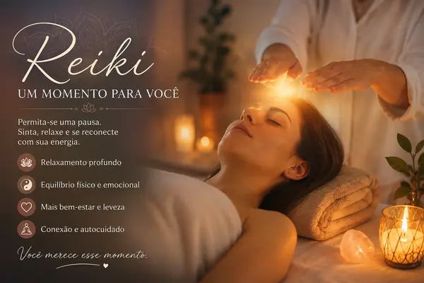 Sessão de Reiki — Relaxamento, Equilíbrio e Bem-Estar
